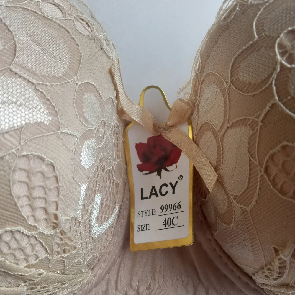Lace Push Up Bra 40C Women's Plus Size Bra Tan NWT - Picture 3 of 5